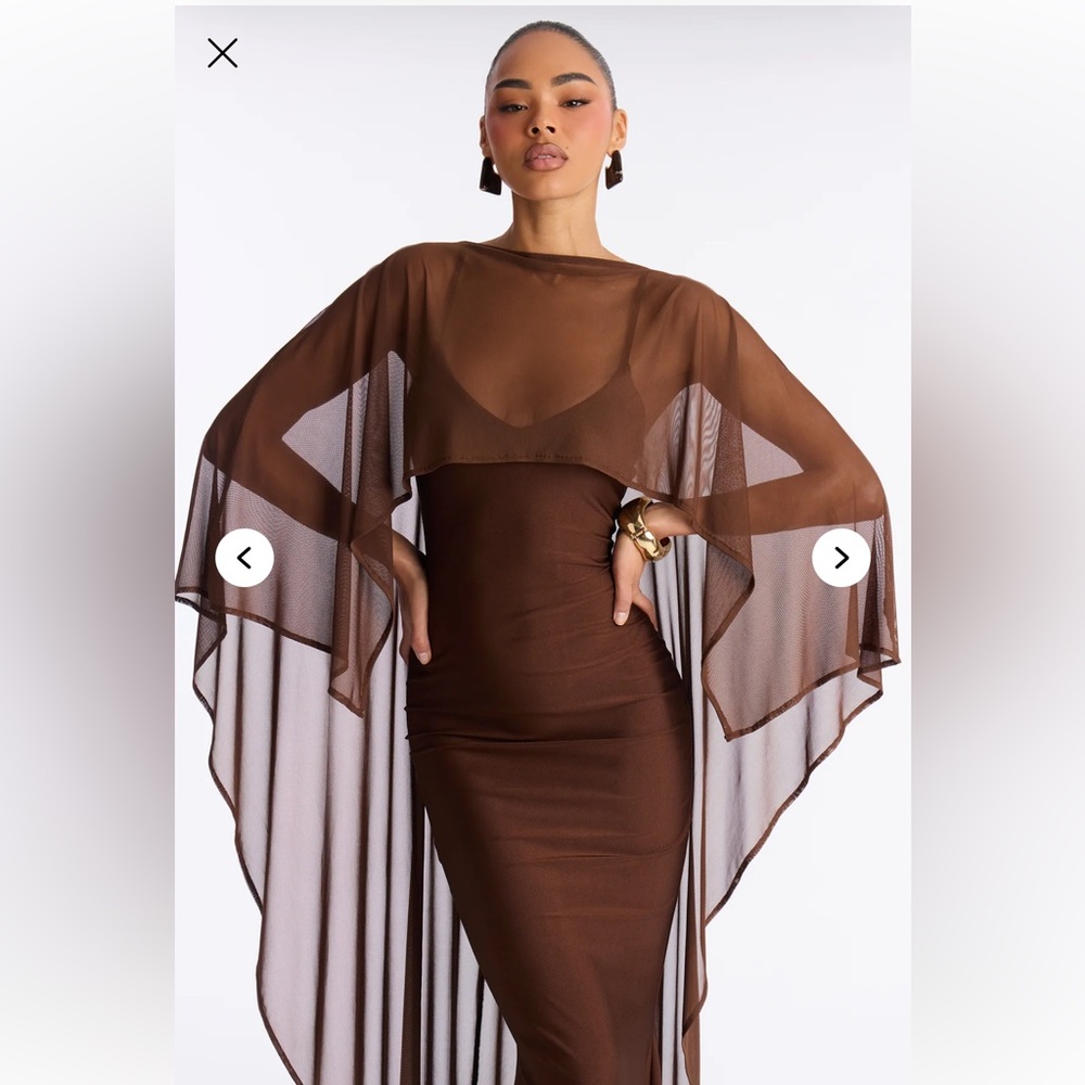 Brown Cape Dress Fashion Nova - Picture 2 of 6